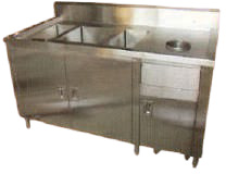 Slide Door Bowl Sink Counter with Removable Waste Bin