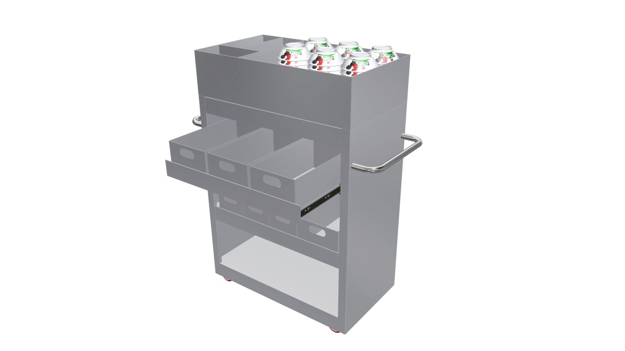Service Trolley With Utensil/ Napkins Tray Slide