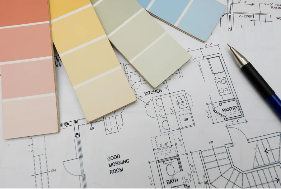 Designer listening to clients during an interior consultation